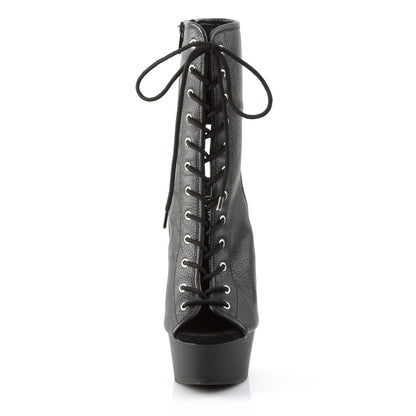 DELIGHT-1016 Pleaser 6 Inch Heel Black Pole Dancer Platform Ankle Boots