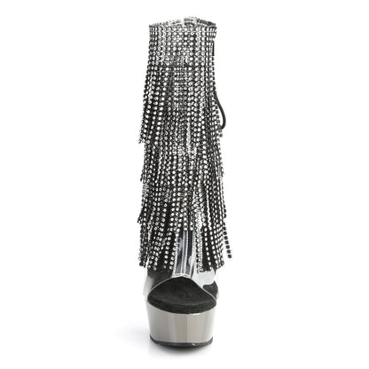 delight 1017rsf pleaser sexy shoes 6 inch heel 1 3 4 inch chrome platforms open toe back fringed ankle boots