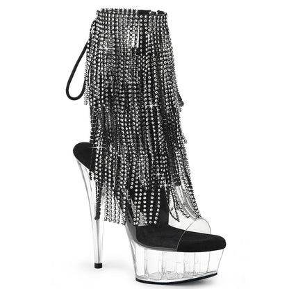 DELIGHT-1017RSF Pleaser Clear 6 Inch Strippers Platform Ankle Boots Clr-Blk Clr