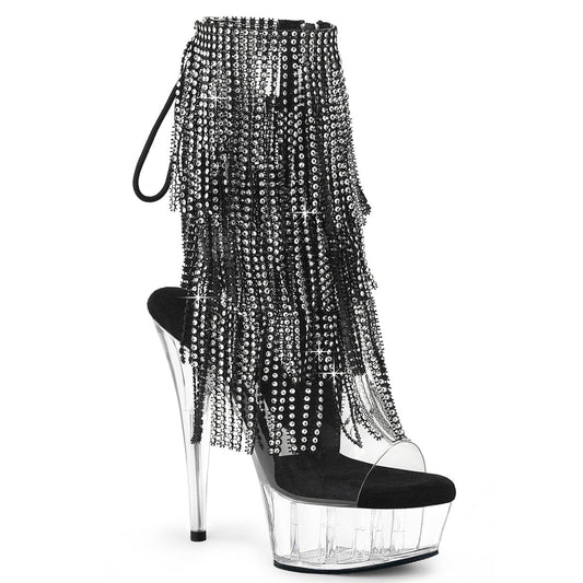 DELIGHT-1017RSF Pleaser Clear 6 Inch Strippers Platform Ankle Boots Clr-Blk Clr