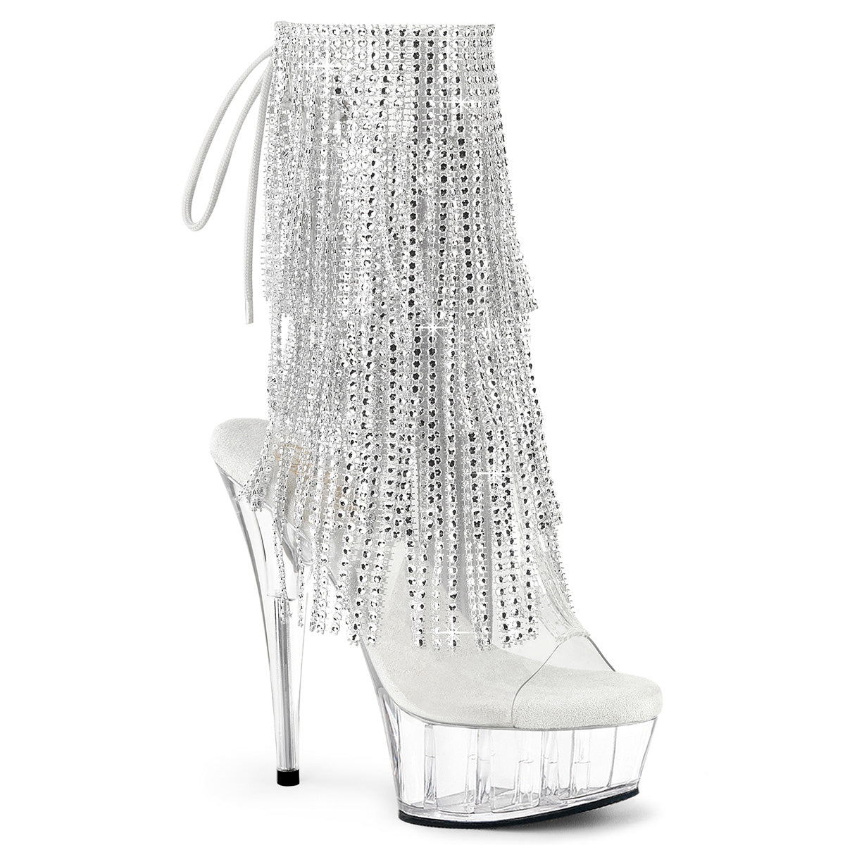 DELIGHT-1017RSF Pleaser Clear 6 Inch High Impact Ankle Boots Clr-Slv Clr