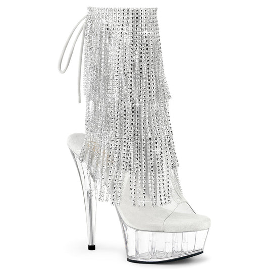 DELIGHT-1017RSF Pleaser Clear 6 Inch High Impact Ankle Boots Clr-Slv Clr