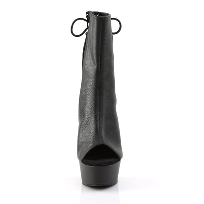 DELIGHT-1018 Pleasers 6 Inch Heel Black Pole Dancer Platform Ankle Boots