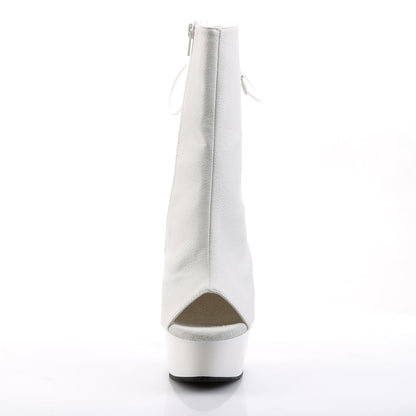 DELIGHT-1018 Pleaser White 6 Inch Exotic Dance Ankle Boots