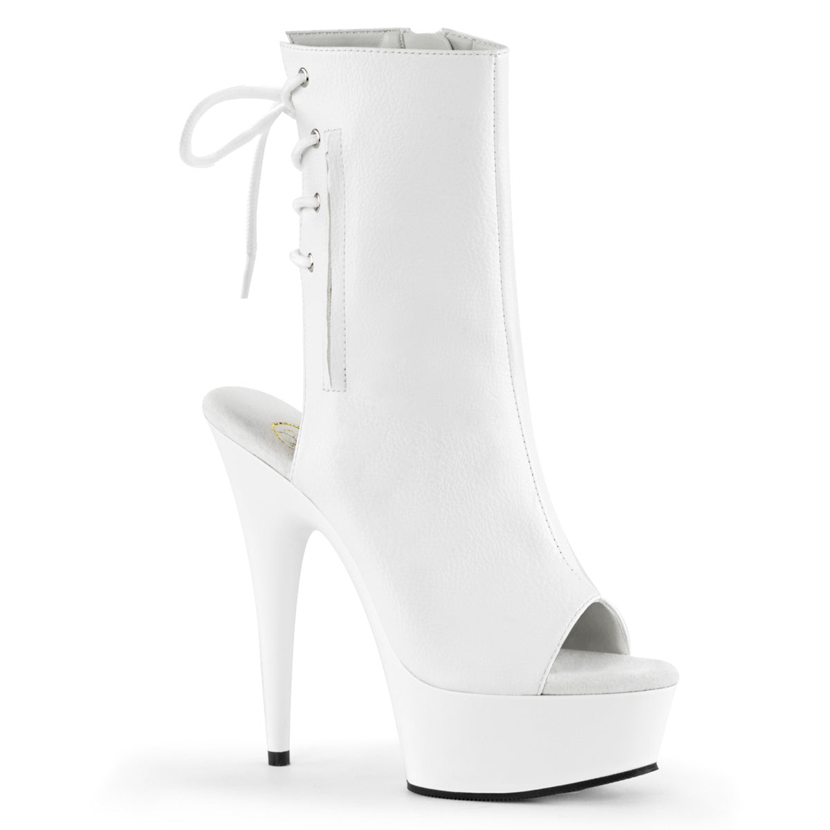 DELIGHT-1018 Pleaser White 6 Inch Exotic Dance Ankle Boots White Faux Leather White