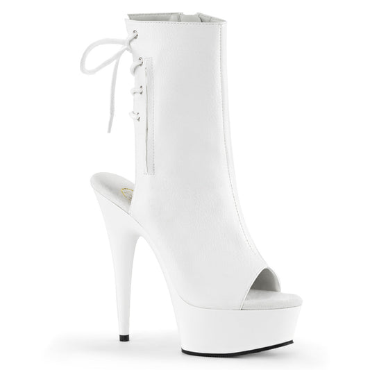 DELIGHT-1018 Pleaser White 6 Inch Exotic Dance Ankle Boots White Faux Leather White