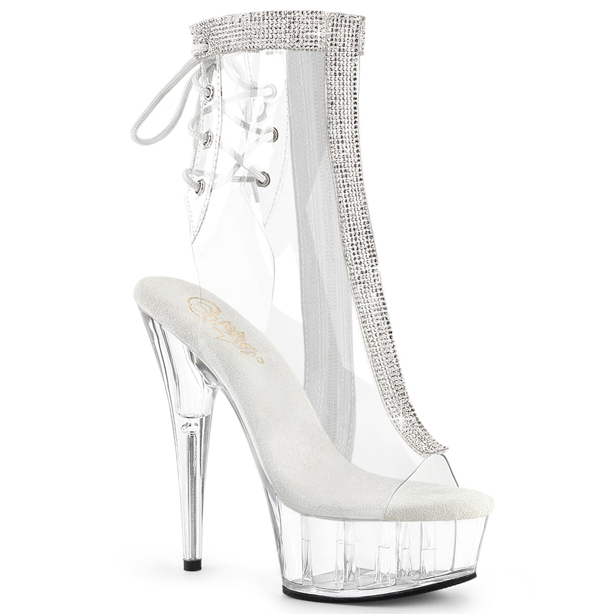 DELIGHT-1018C-2RS Pleaser Clear 6 Inch Pole Dance Ankle Boots Clr-RS Clr