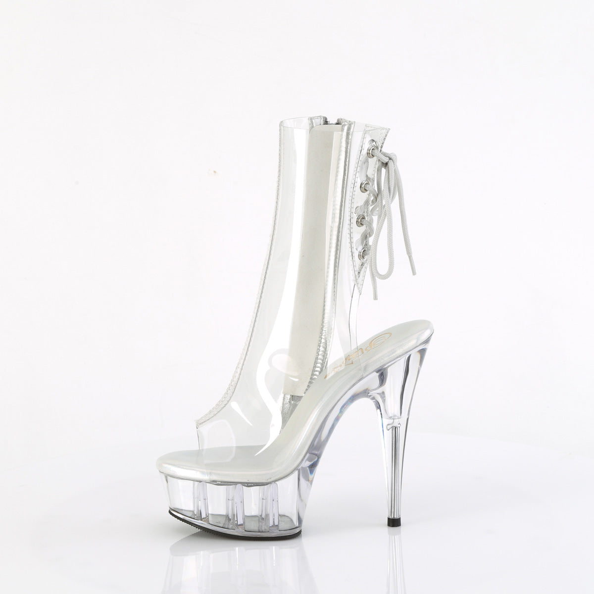 DELIGHT-1018C Pleaser Clear 6 Inch Stripper Platform Ankle Boots