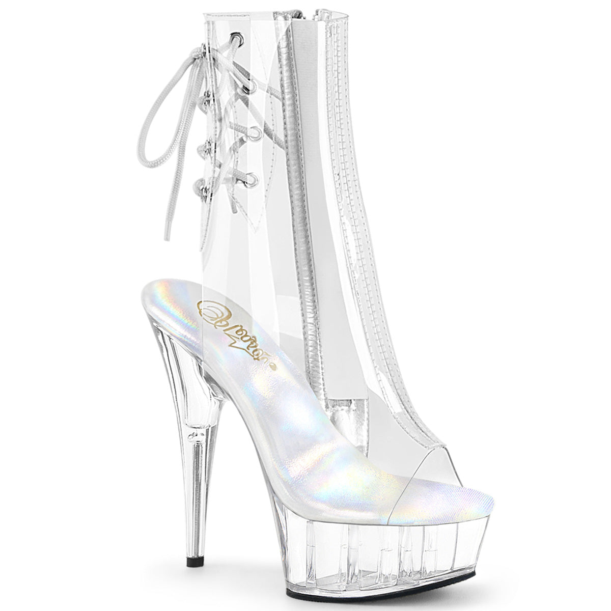 DELIGHT-1018C Pleaser Clear 6 Inch Stripper Platform Ankle Boots Clr Clr