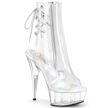 DELIGHT-1018C Pleaser Clear 6 Inch Stripper Platform Ankle Boots Clr Clr