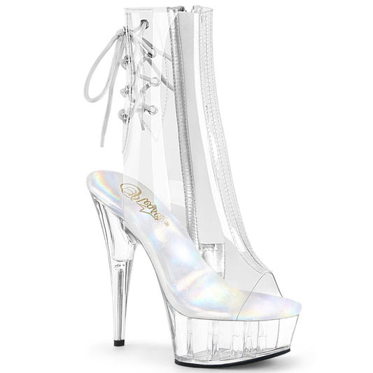DELIGHT-1018C Pleaser Clear 6 Inch Stripper Platform Ankle Boots Clr Clr