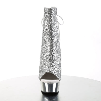 DELIGHT-1018G Pleaser Silver Glitter 6 Inch Glamour Models Ankle Boots