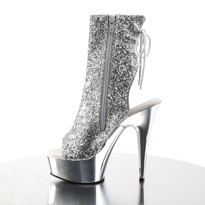 DELIGHT-1018G Pleaser Silver Glitter 6 Inch Glamour Models Ankle Boots