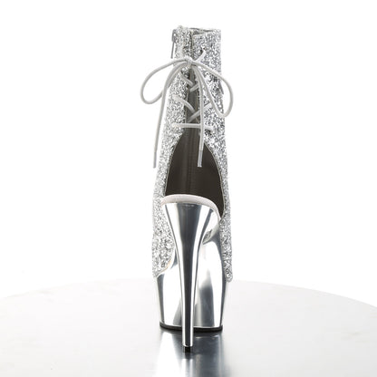DELIGHT-1018G Pleaser Silver Glitter 6 Inch Glamour Models Ankle Boots