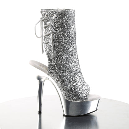 DELIGHT-1018G Pleaser Silver Glitter 6 Inch Glamour Models Ankle Boots