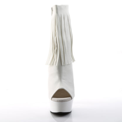 Pleaser DELIGHT-1019 White Open Toe Platform Ankle Boots - 6 Inch Heels