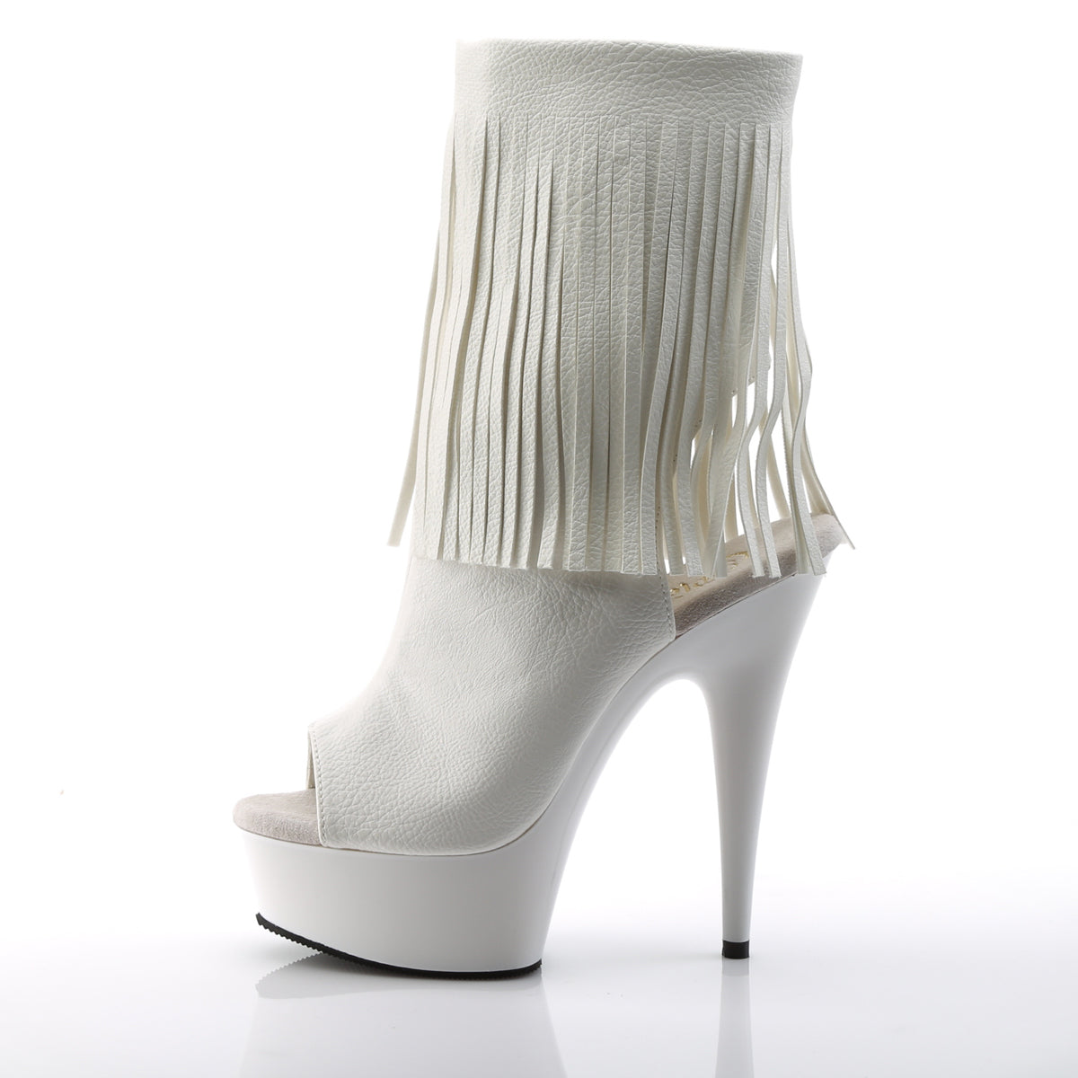 Pleaser DELIGHT-1019 White Open Toe Platform Ankle Boots - 6 Inch Heels