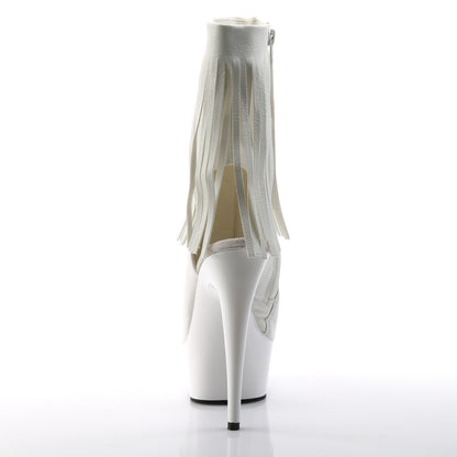 Pleaser DELIGHT-1019 White Open Toe Platform Ankle Boots - 6 Inch Heels