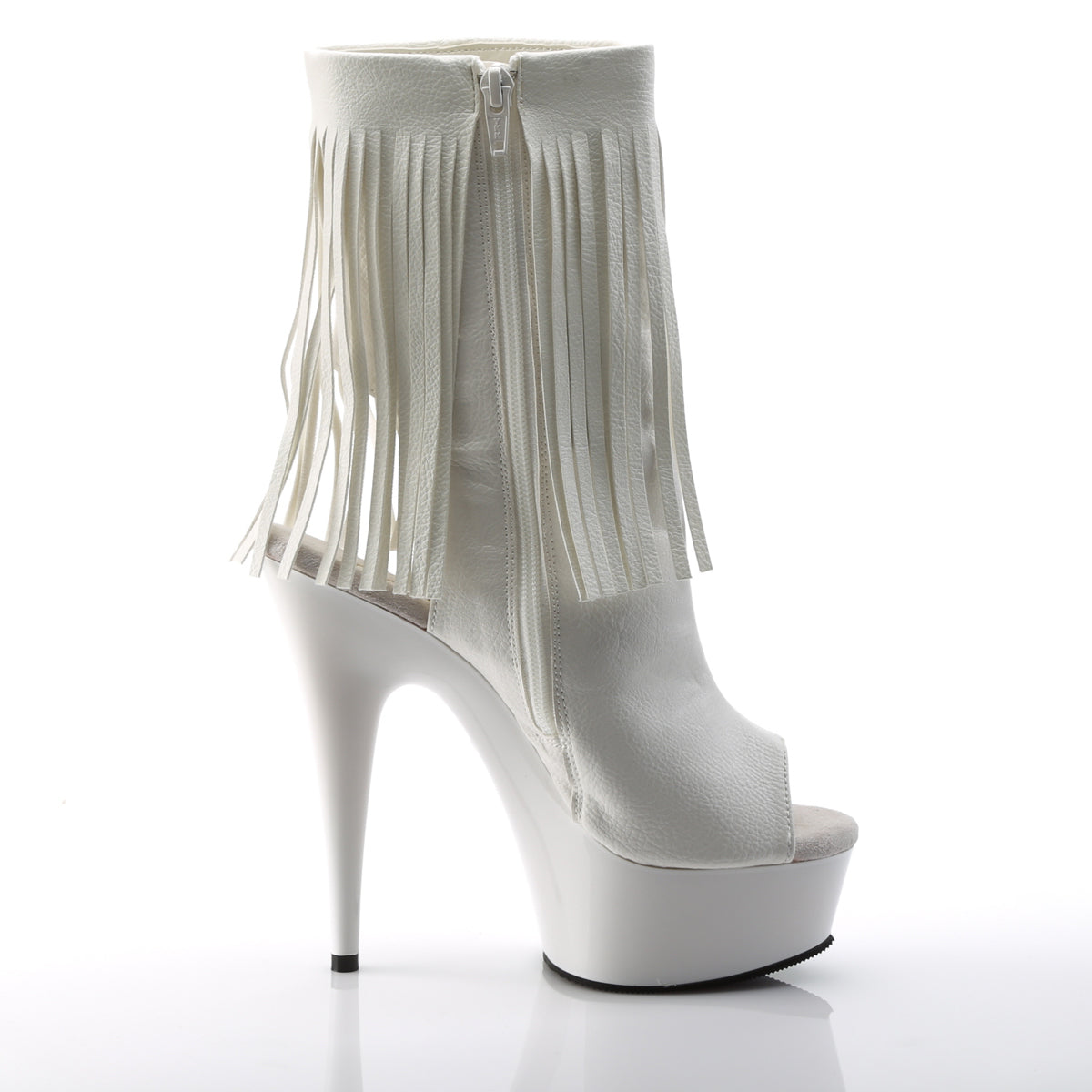 Pleaser DELIGHT-1019 White Open Toe Platform Ankle Boots - 6 Inch Heels