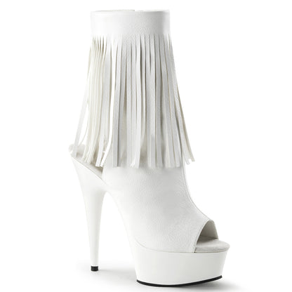 Pleaser DELIGHT-1019 White Open Toe Platform Ankle Boots - 6 Inch Heels