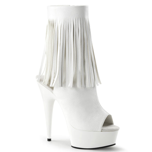 Pleaser DELIGHT-1019 White Open Toe Platform Ankle Boots - 6 Inch Heels