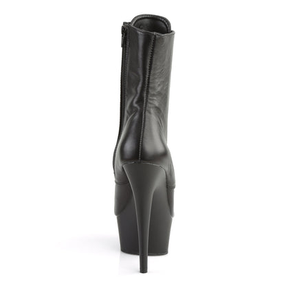 DELIGHT-1020 Pleaser Black Leather 6 Inch Stripper High Ankle Boots