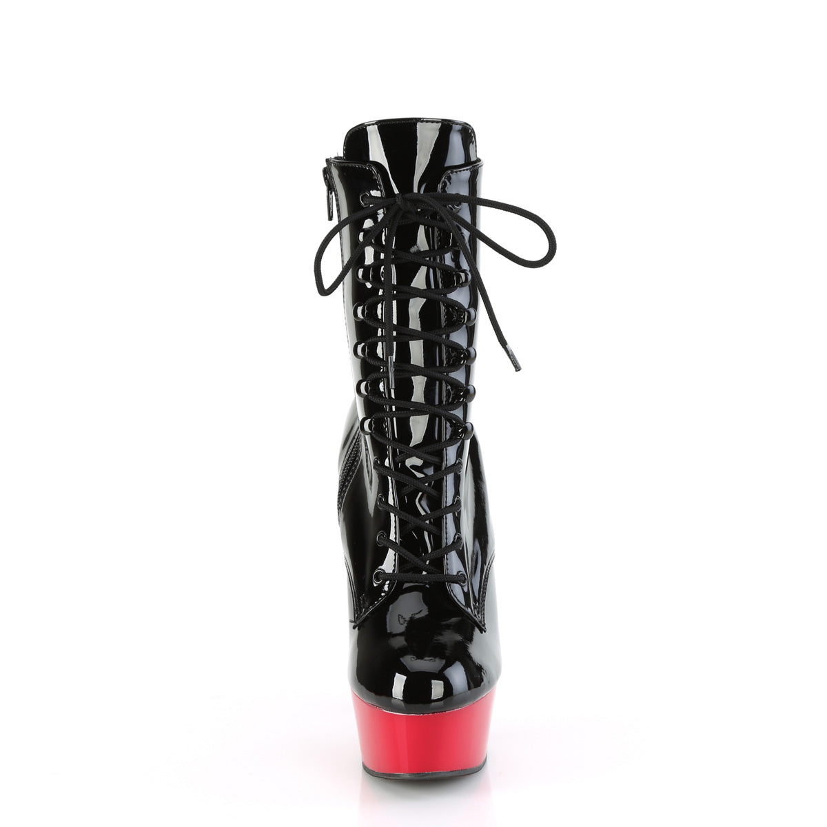 DELIGHT-1020 Pleaser Black Red 6 Inch High Impact Ankle Boots