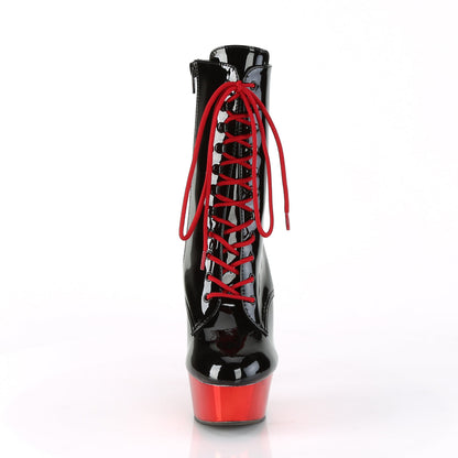 DELIGHT-1020 Pleaser Black Red 6 Inch Stratement Ankle Boots