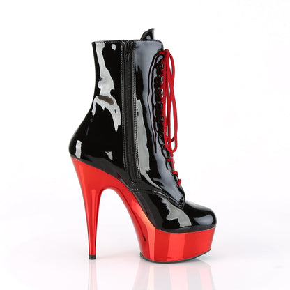 DELIGHT-1020 Pleaser Black Red 6 Inch Stratement Ankle Boots