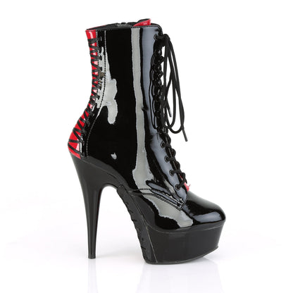 DELIGHT-1020FH Pleaser Black 6 Inch Glamour Models Ankle Boots