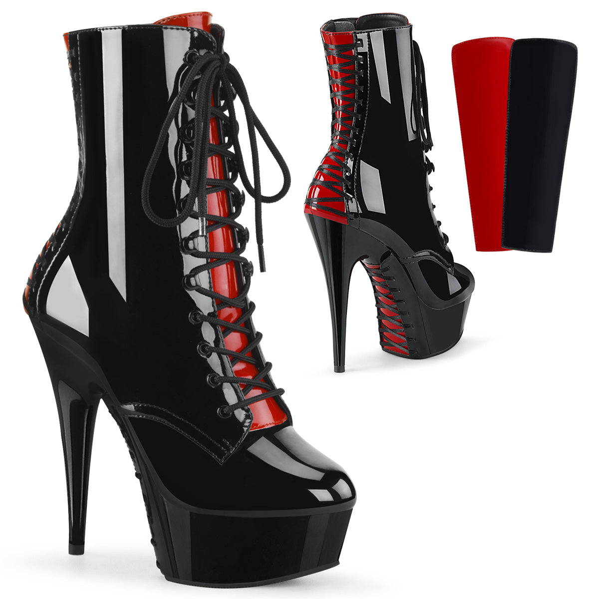 DELIGHT-1020FH Pleaser Black 6 Inch Glamour Models Ankle Boots