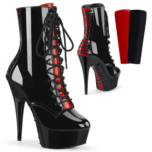 DELIGHT-1020FH Pleaser Black 6 Inch Glamour Models Ankle Boots