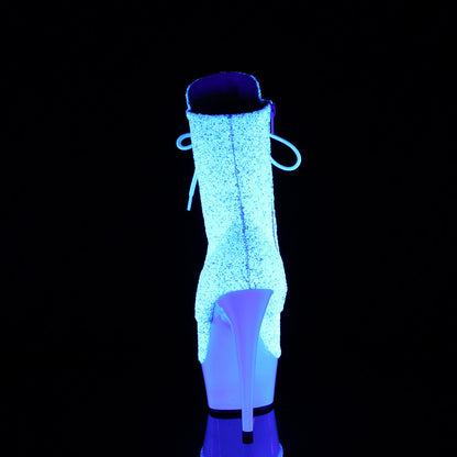 DELIGHT-1020LG Pleaser Neon White 6 Inch High Impact Ankle Boots