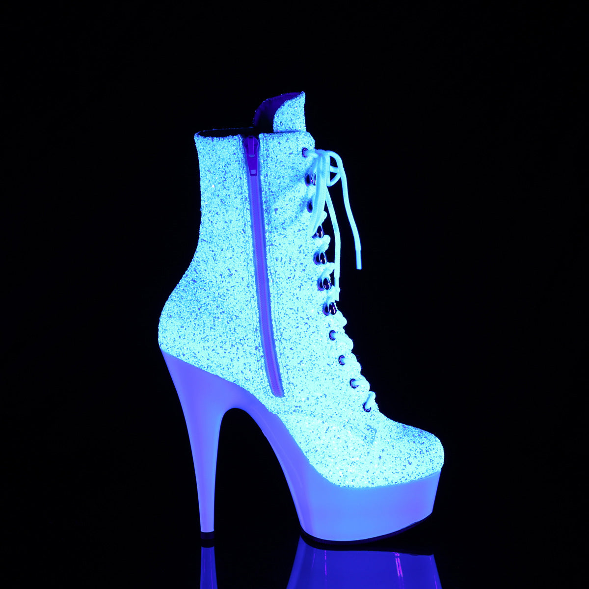 DELIGHT-1020LG Pleaser Neon White 6 Inch High Impact Ankle Boots