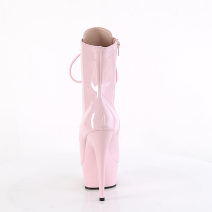Pleaser DELIGHT-1021 Baby Pink Lace-Up Peep Toe Platform Ankle Boots - 6 Inch Heels