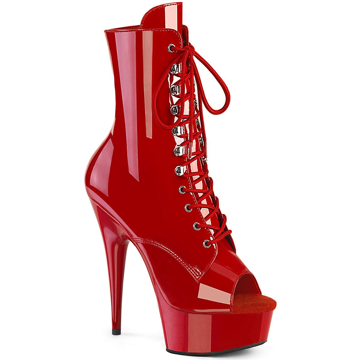 DELIGHT-1021 Pleaser Red 6 Inch Exotic Dance Ankle Boots Red Pat Red