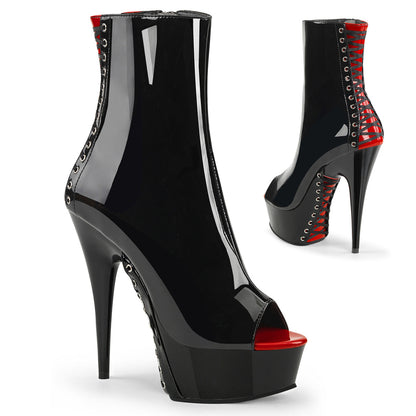 DELIGHT-1025 6" Heel Black and Red  Stripper Platforms High Heels