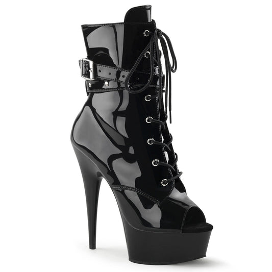 DELIGHT-1033 6 Inch Heel Black Patent  Stripper Platforms High Heels
