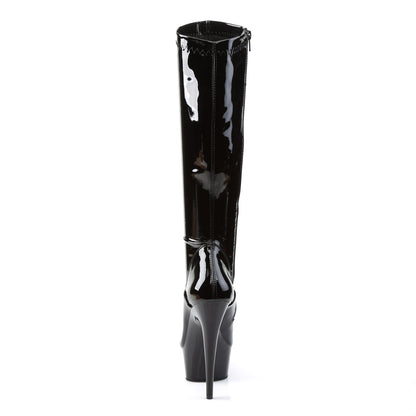 DELIGHT-2000 Pleaser Black Patent 6 Inch Exotic Dance Knee High Boots