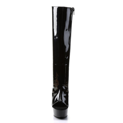 DELIGHT-2018 Pleaser Black 6 Inch Strippers Knee High Boots