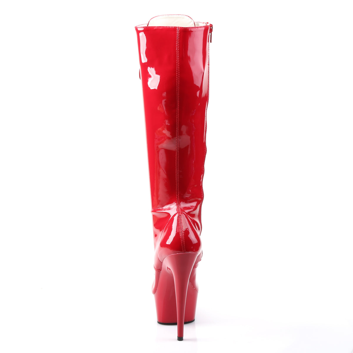 Pleaser DELIGHT-2023 Red Platform Knee High Boots - 6 Inch Heels