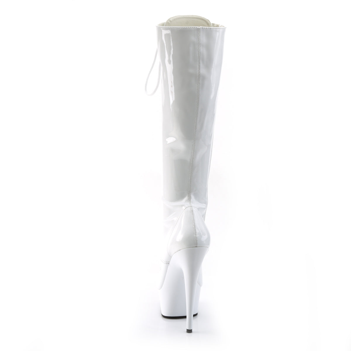 Pleaser DELIGHT-2023 White Platform Knee High Boots - 6 Inch Heels