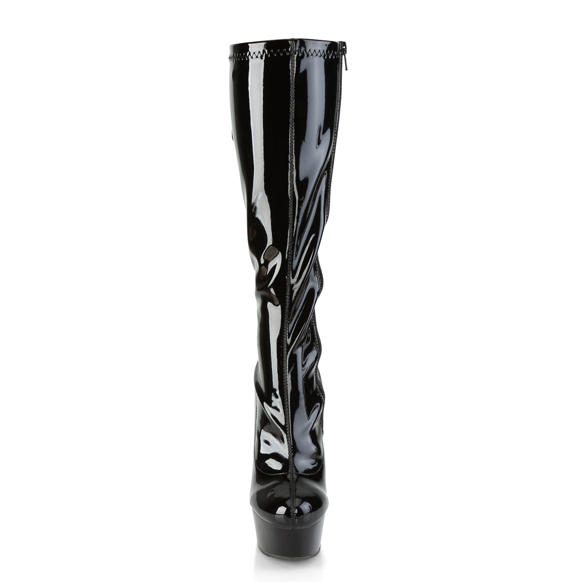 Pleaser DELIGHT-2029 Black Lace-Up Platform Knee High Boots - 6 Inch Heels