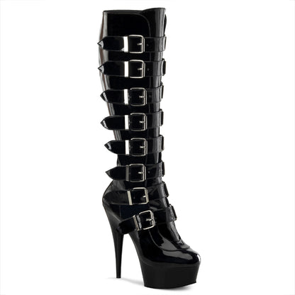 DELIGHT-2049 Pleaser Black 6 Inch Pole Dance Knee High Boots