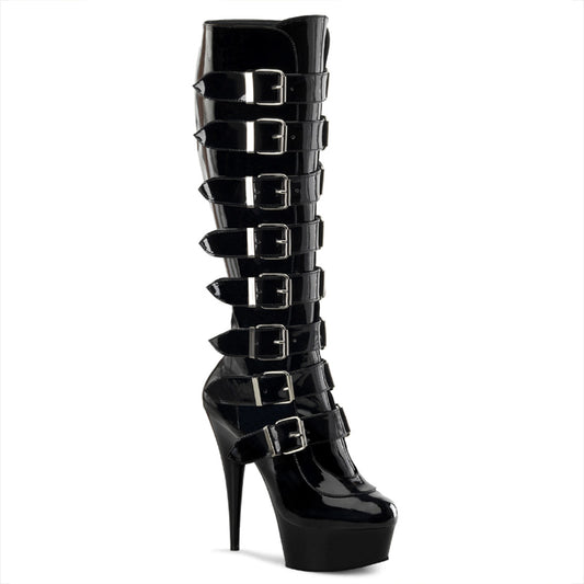 DELIGHT-2049 Pleaser Black 6 Inch Pole Dance Knee High Boots