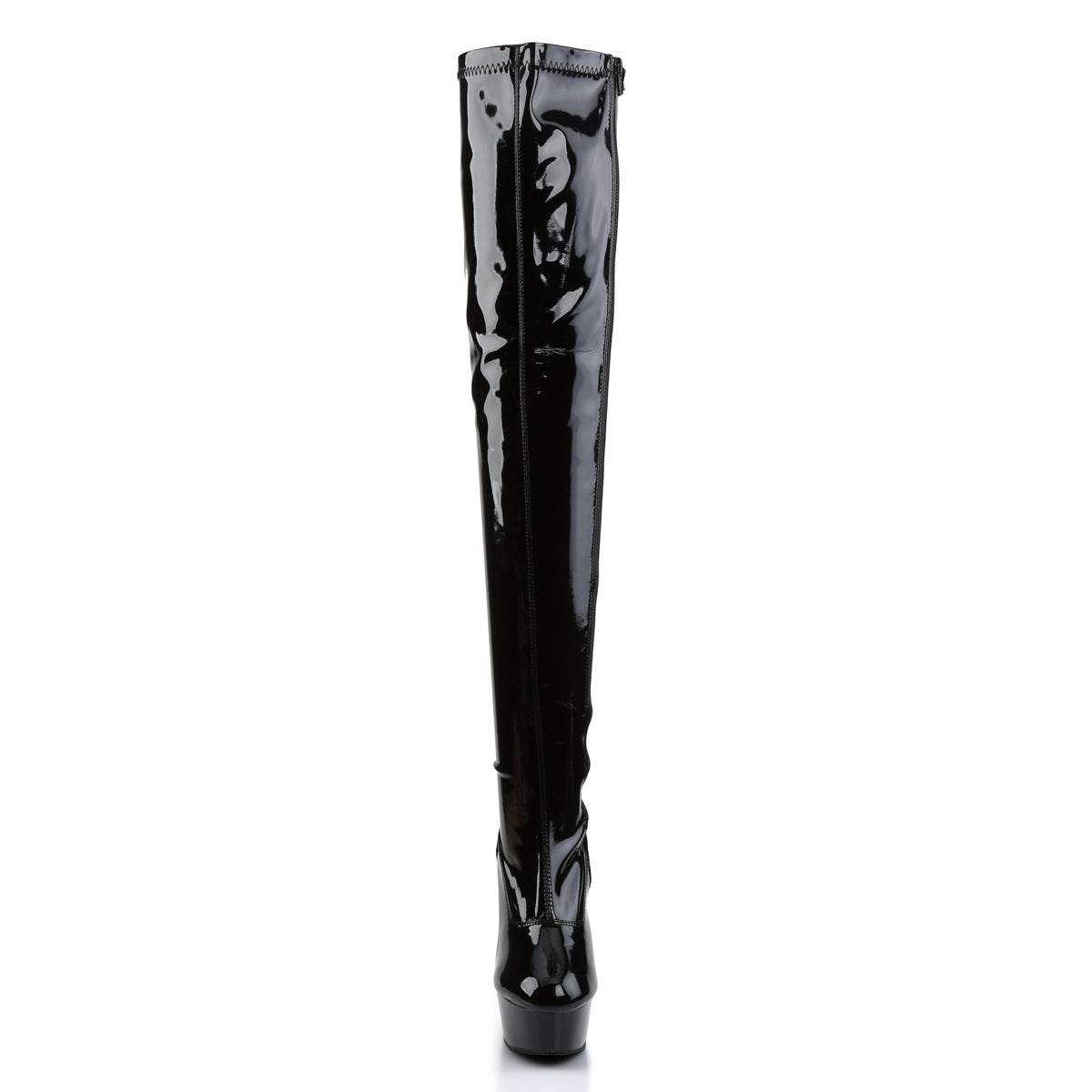 Pleaser DELIGHT-3000 Black Platform Thigh High Boots - 6 Inch Heels