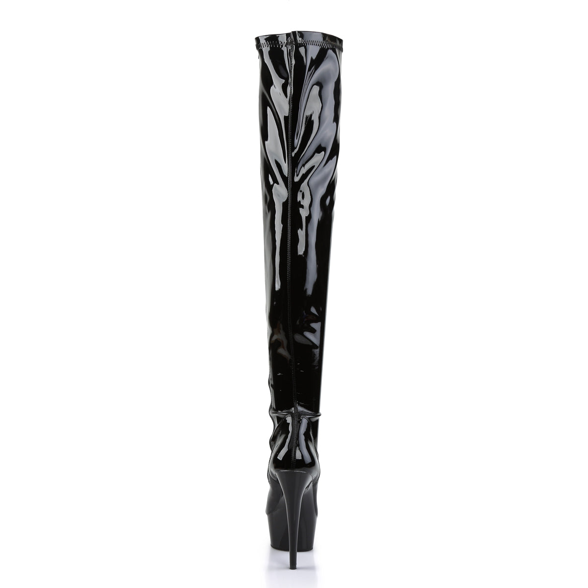 Pleaser DELIGHT-3000 Black Platform Thigh High Boots - 6 Inch Heels