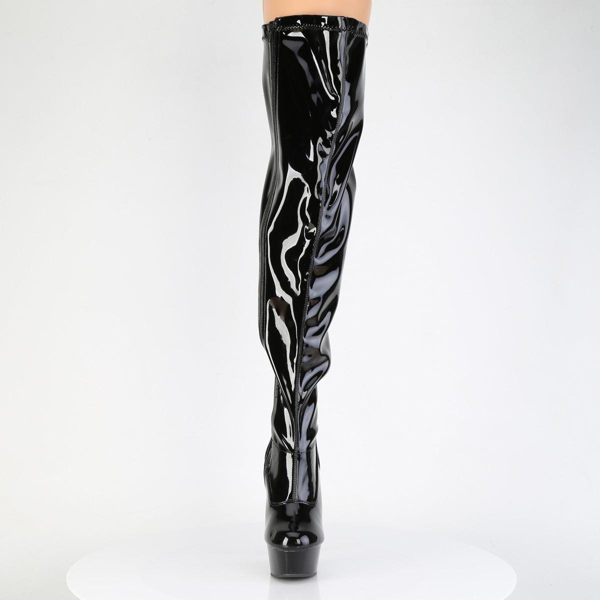 DELIGHT-3000WCF Pleaser Black Patent 6 Inch Exotic Dance Thigh Boots