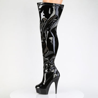DELIGHT-3000WCF Pleaser Black Patent 6 Inch Exotic Dance Thigh Boots