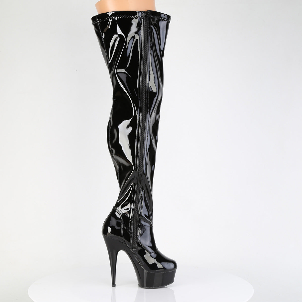 DELIGHT-3000WCF Pleaser Black Patent 6 Inch Exotic Dance Thigh Boots